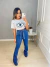 Calça jeans flare - azul bic