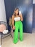 Calça pantalona com lastex na cintura - verde