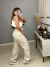 Image of Calça cargo wide leg no sarja - bege claro