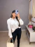 Camisa branca no crepe de alfaiataria com botões encapados e manguinha princesa - buy online