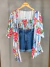 Conjunto kimono + top faixa tropical - azul - online store