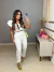 Conjunto calça zara e cropped babados - branco - buy online