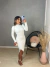 Vestido tubinho com manga longa no tricot - branco