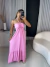 Vestido longo fluído com amarração no pescoço - rosa na internet