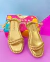 Rasteira flat form amarração - dourada - online store