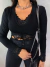 Cropped nozinho renda - manga longa preto