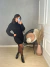 Poncho vestido no tricot texturizado - preto
