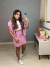 Image of Conjunto tricot tramas de saia e blusa puff - rosa barbie