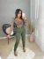 Calça jeans clochard com botões - verde militar - loja online