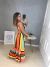 Vestido midi - colorido laranja e verde água - comprar online