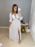 Vestido longo manga bufante e fenda - branco - buy online