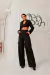 Conjunto alfaiataria calça cargo e cropped manga longa - preto - loja online