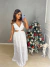 Vestido longo camadas com recorte na cintura - branco - comprar online