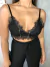 Top cropped luxo rendado preto