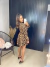 Vestido curto com manga longa - animal print - online store
