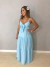Vestido longo nó frontal - azul bebê - online store