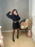 Image of Poncho vestido no tricot texturizado - preto
