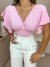 Cropped alça babados - rosa