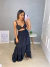 Conjunto cropped e saia midi - preto
