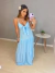 Vestido longo nó frontal - azul bebê