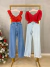 Calça wide leg jeans barra desfiada - clara on internet
