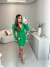 Vestido manga princesa com decote e transpassado - verde lurex