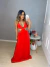 Vestido longo com fenda na cintura - vermelho - comprar online