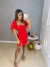 Vestido curto manga princesa com fenda - vermelho - loja online