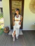 Conjunto crochê de saia com babados e top - areia - online store
