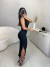 Imagem do Vestido midi regata franzido com fenda - preto
