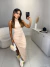 Vestido mídi regata franzido com fenda - nude na internet