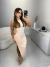 Vestido mídi regata franzido com fenda - nude - comprar online