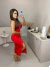 Vestido tomara que caia com fenda - vermelho