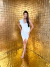 Vestido midi nula manga com babados frontal - off white - buy online