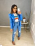 Blazer manga princesa acinturado - azul - comprar online