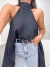 Blusa bata gola alta com ponta em babados - preto - comprar online
