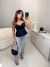 Blusa bata no tricoline com busto drapeado - preto - loja online
