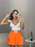 Short saia cós alto premium com cinto cravejado - laranja - buy online
