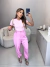 Calça alfaiataria cintura alta com botão encapado - rosa na internet