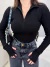Blusa cacharrel tricot premium com zíper e manga de dedinho - preto - comprar online