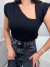 Blusa canelada com decote diagonal - preto - comprar online