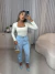 Calça de alfaiataria com cinto ilhós - azul pastel - Amor de Peça - Looks Femininos Estilosos, Loja de Roupa Feminina Online