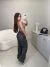 Body em microfibra decote quadrado - cinza - loja online