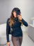 Blusa canelada manga longa com franzido na lateral - preto - loja online