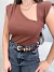 Blusa canelada com decote diagonal - marrom chocolate - comprar online