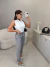 Blusa regata blair com gola pedraria - off white - loja online