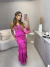 Vestido arraial tricot rendado - rosa pink - comprar online