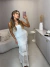 Vestido arraial tricot rendado - branco