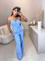 Conjunto de calça alfaiataria premium com blusa assimétrica com botões - azul - Amor de Peça - Looks Femininos Estilosos, Loja de Roupa Feminina Online