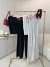 Conjunto em tricot mousse de calça e colete risca de giz - preto